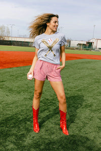 Grey and Gold Queen Of Sparkles Baseball Tee
