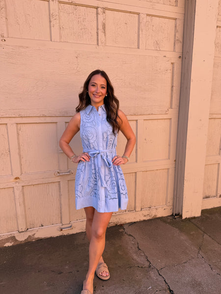 Blue Embroidered Dress