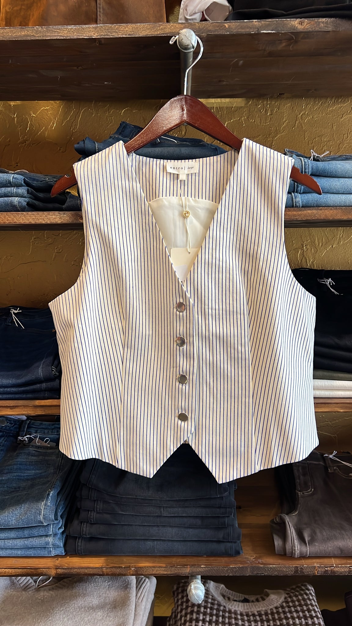 White vest with Royal Stripes