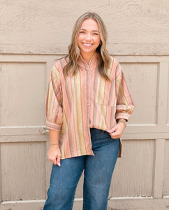 Multi Colored Stripe Button Up