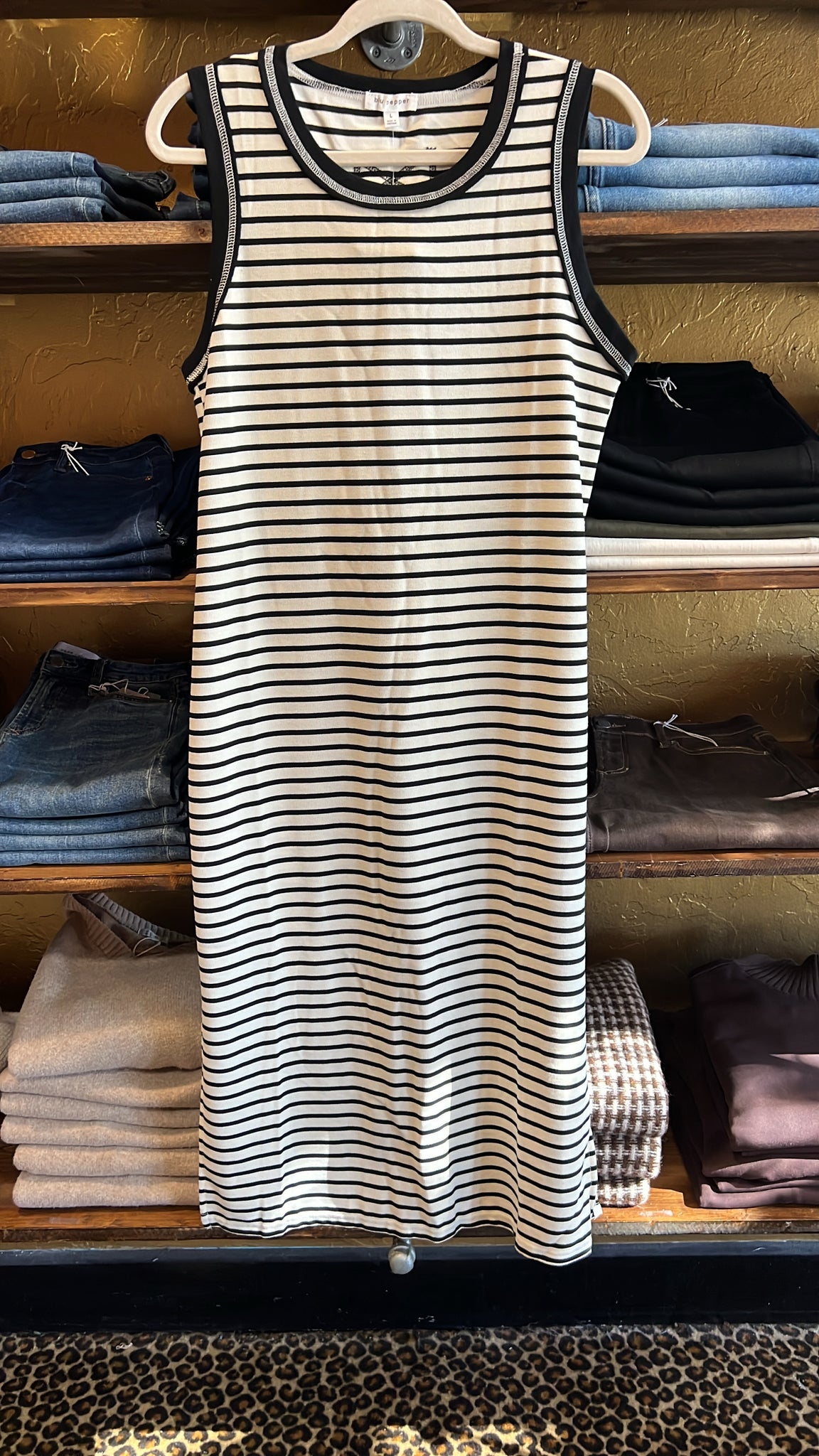 Black and Ivory Striped Dress