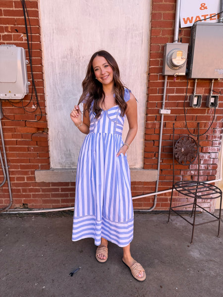 Blue Striped Midi