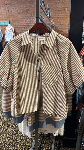 Brown and Cream Striped Top