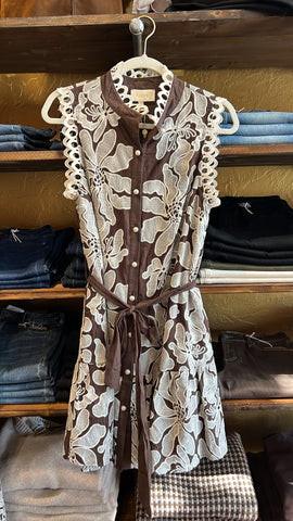 Chocolate Brown w/ floral embroidered Dress