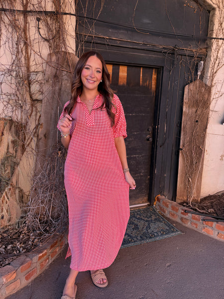 Red Gingham Maxi