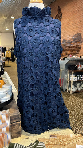Navy Lace Back Tie Dress