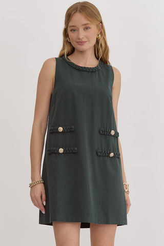 Green Braided Pocket Dress