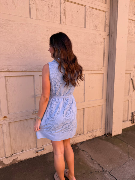 Blue Embroidered Dress