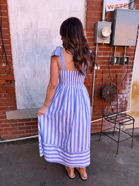Blue Striped Midi