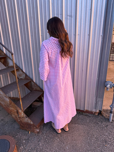 Pink Gingham Maxi