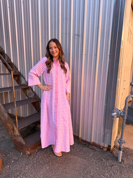 Pink Gingham Maxi