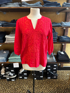 Ski Patrol Split Neck Linen Top