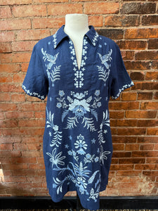 Linen Henley Collared Dress - Winona