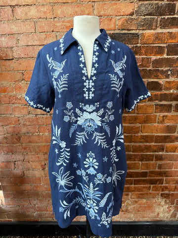 Linen Henley Collared Dress - Winona