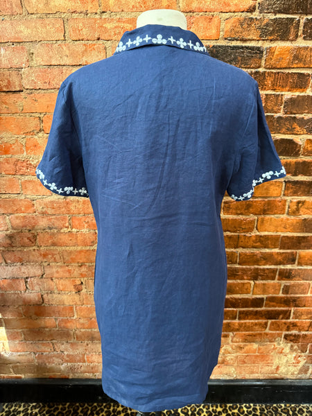 Linen Henley Collared Dress - Winona