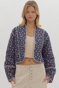 Navy Floral Quilted Jacket