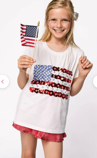 Kids White American Flag Tee
