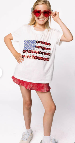 Kids White American Flag Tee