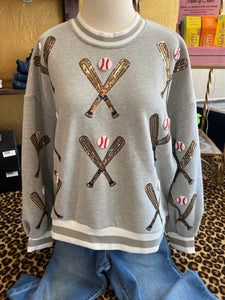 Grey Scattered Baseball Sweatshirt