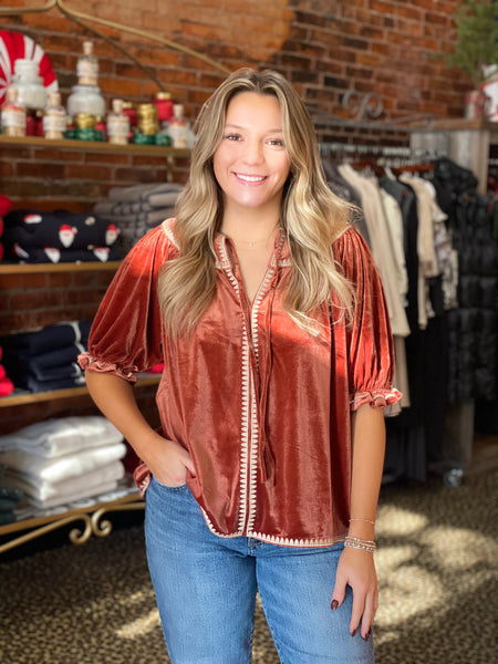 Rust Velvet Blouse