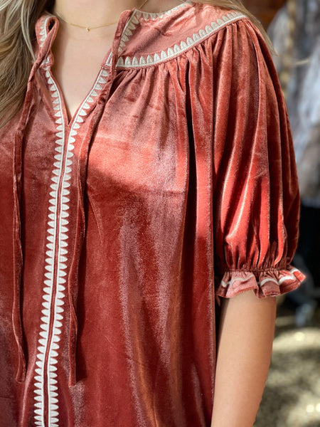 Rust Velvet Blouse