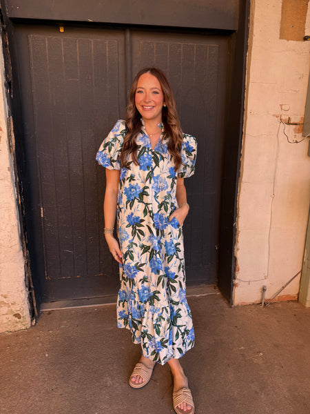 Royal Floral Midi Dress