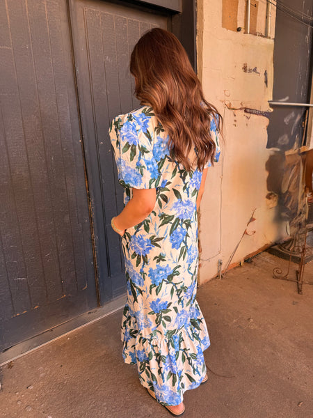 Royal Floral Midi Dress