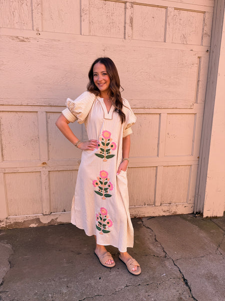 Striped Maxi with Embroidery