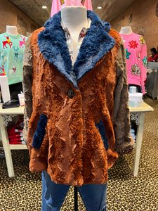 Multi color patchwork fur jacket