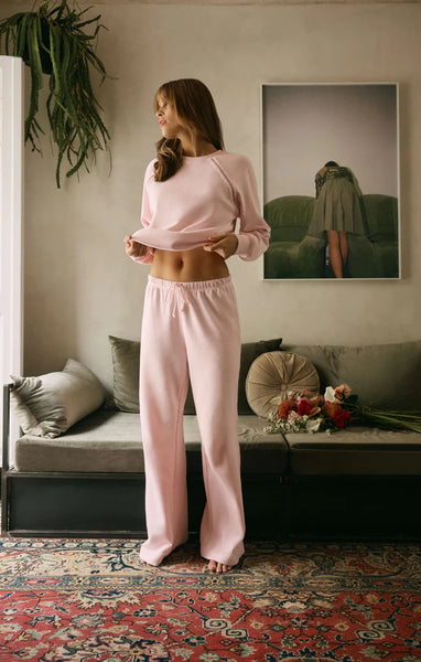 Take All French Terry Track Pant in Washed Pink