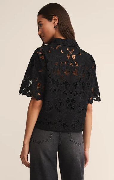 Midnight Embroidered Top in Black