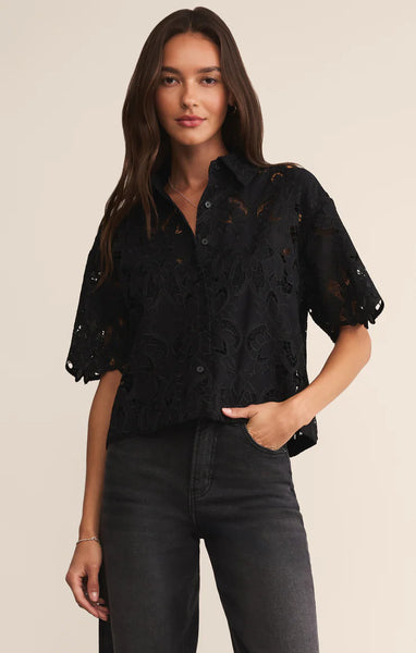 Midnight Embroidered Top in Black