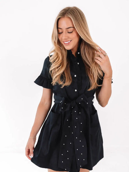 Liv Button Up Dress in Black